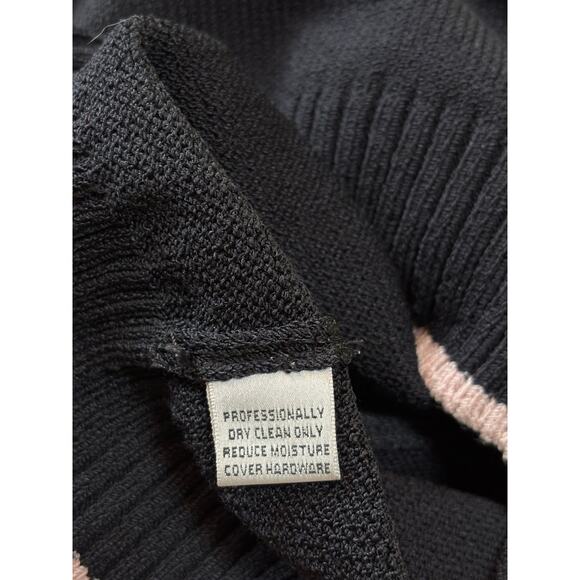 Womens St. John Black Full Zip Sweater Blazer Pink Trim Gold Zipper Size‎ 6 - Picture 9 of 11